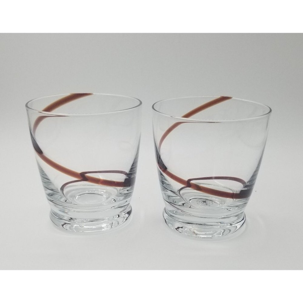 Amber Swirl Glasses Vintage Hand- Blown
